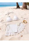 Beyaz Camellia Bikini Pareo Set