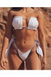 Beyaz Taşlı Bikini Takım
