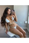 Beyaz Yazlık Bikini Takımı