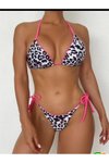 Beyaz Zebralı Bikini Takım