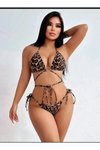 Leopar Halka Detaylı Bikini