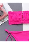 Pembe Büzgülü Bikini Takım