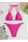 Pembe Zincir Detaylı Bikini Takım