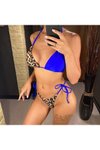 Saks Mavisi Leopar Desenli Bikini Takımı