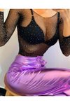 Siyah Kristal Taşlı Body