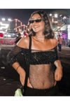 Siyah Kristal Taşlı Bodysuit