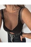 Siyah Kristal Taşlı Büstiyer