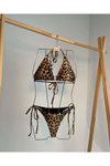 Siyah Leopar Detaylı Bikini Takım