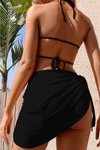 Siyah Üçlü Pareo Detaylı Bikini Takım