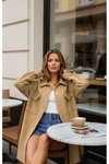 Camel Oduncu Uzun Oversize Kaşe Gömlek