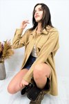 Camel Oduncu Uzun Oversize Kaşe Gömlek