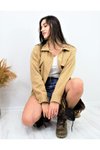 Camel Oduncu Uzun Oversize Kaşe Gömlek