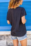 Siyah Salaş V Yaka Kısa Kollu Basic Bluz
