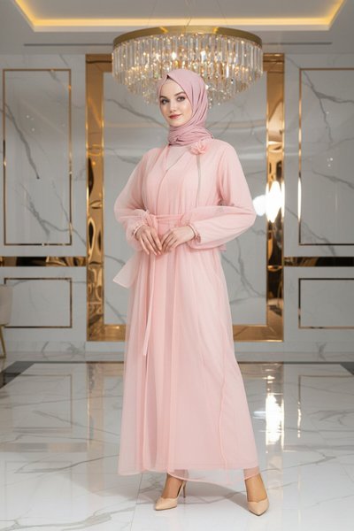 Organze Belted Ferace - Pink