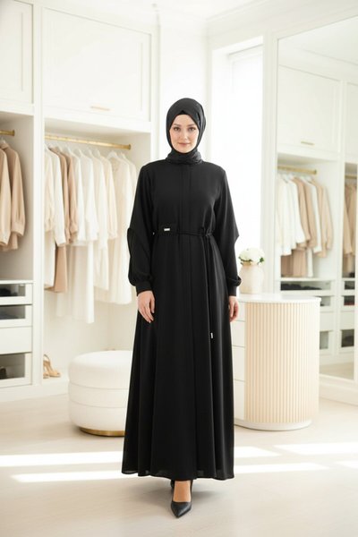 Double-Sleeve Abaya - Black