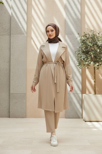 Moon Piece Detailed Modest Set - Mink