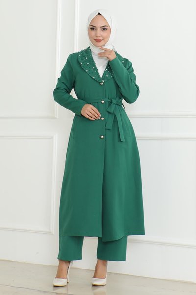 Pearl-Detailed Modest Set - Emerald